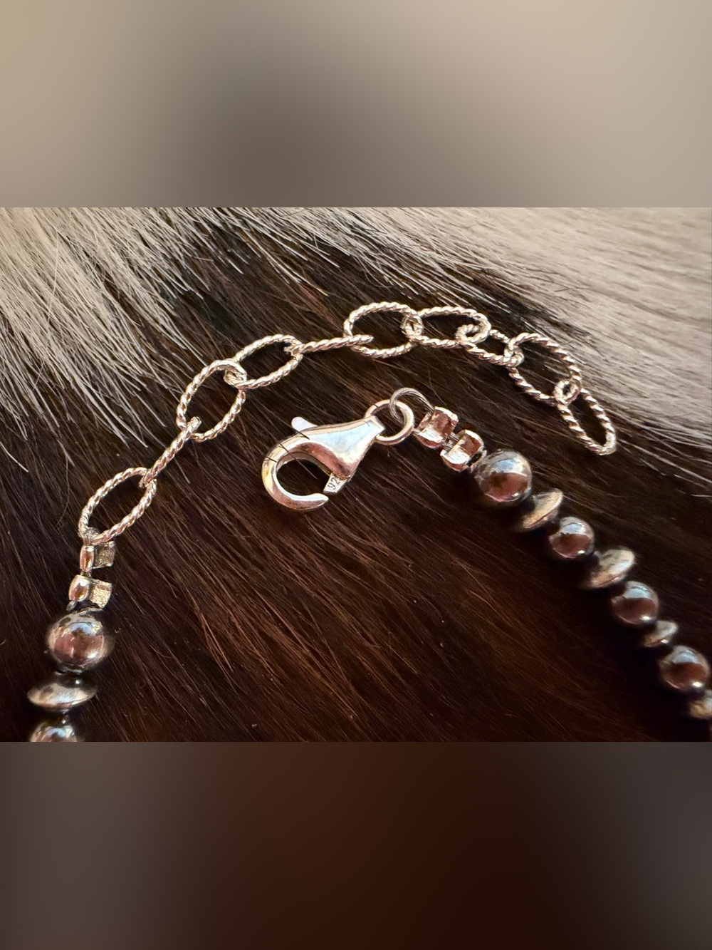 ❤️ Sterling Mother of Pearl Hearts & Desert Pearls 3mm, 4mm, 5mm Bracelet 7+2”L - Picture 5 of 11
